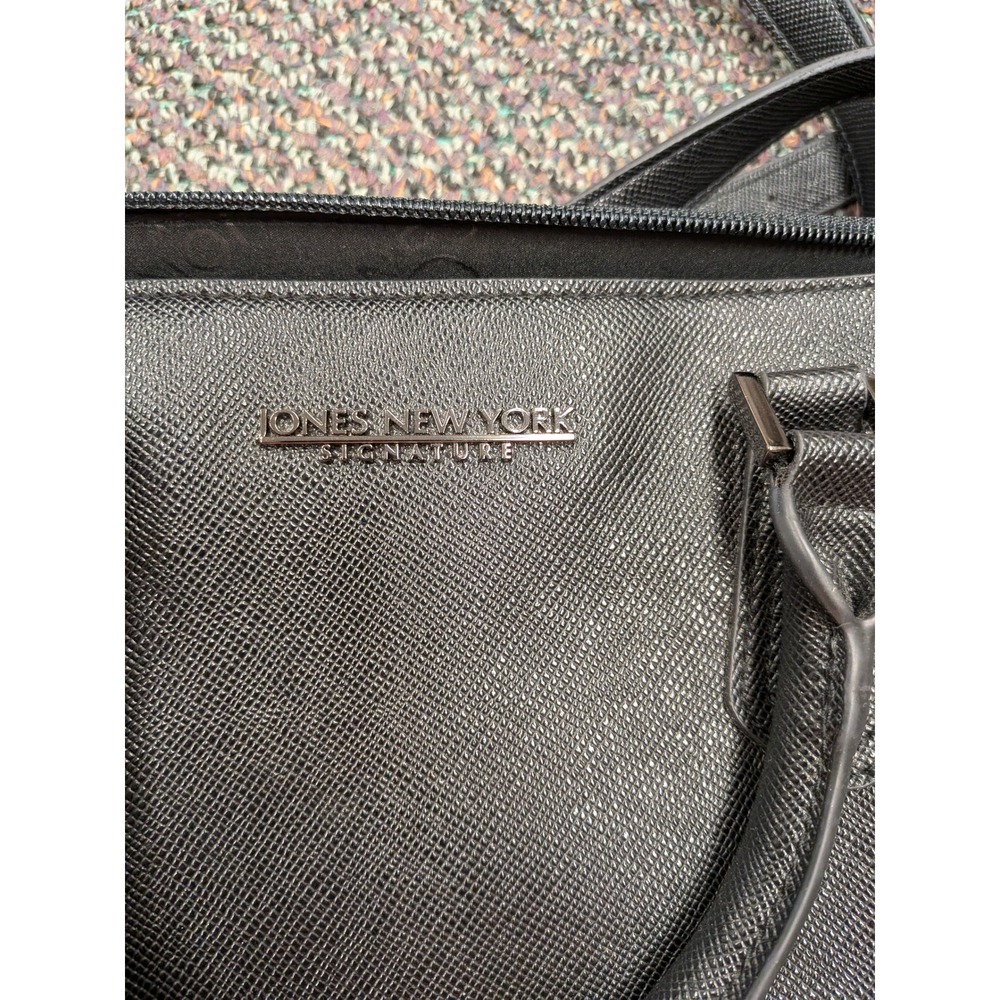 Jones New York Signature Black Crosshatch Satchel Crossbody Handbag Bag